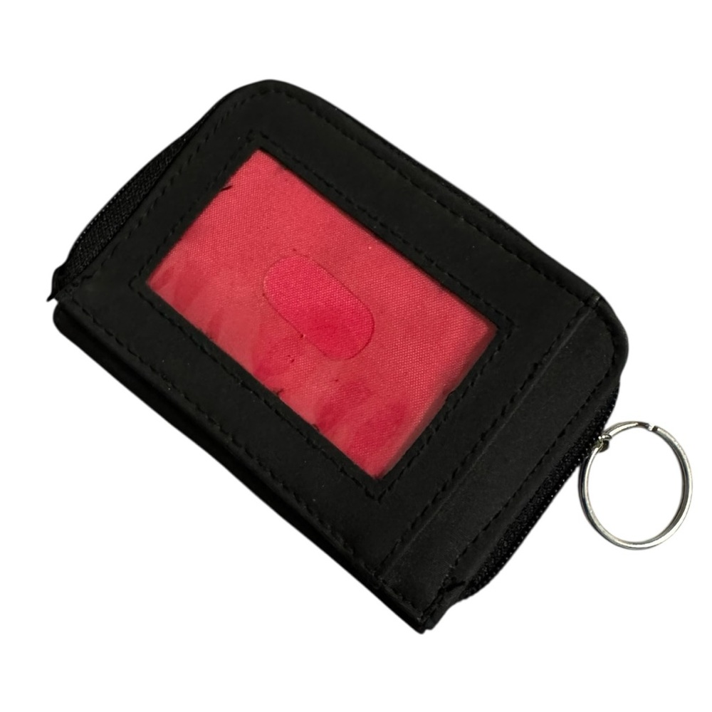 Peace Sign Zip Wallet - Neon Colorblock ID Window & Keyring - Picture 4 of 4